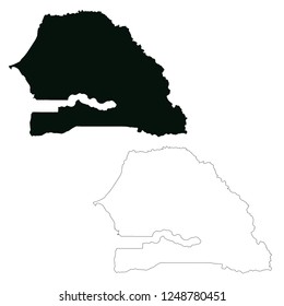 Vector map Senegal. Isolated vector Illustration. Outline and vector. Black on White background. EPS 10 Illustration.