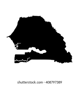 Vector map Senegal. Isolated vector Illustration. Black on White background. EPS 8 Illustration.