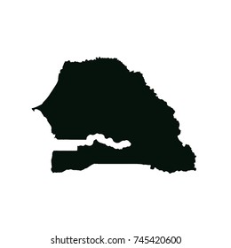 Vector map Senegal. Isolated vector Illustration. Black on White background. EPS 10 Illustration.
