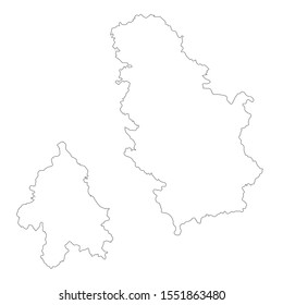 Vector map Serbia and Belgrade. Isolated vector Illustration. Outline. EPS 10 Illustration.