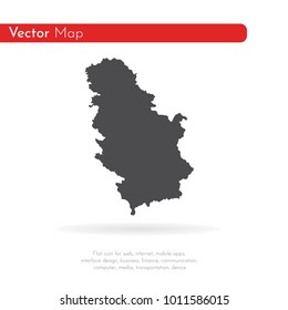 Vector map Serbia. Isolated vector Illustration. Black on White background. EPS 10 Illustration.