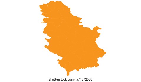 vector map Serbia isolated vector illustration orange on white background