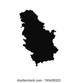 Vector map Serbia. Isolated vector Illustration. Black on White background. EPS 10 Illustration.
