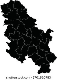 Karte von Serbien mit Regionen und ohne Kosovo