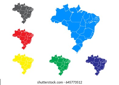 Vector map - Set of vector  Brazil maps.Vector illustration eps 10.