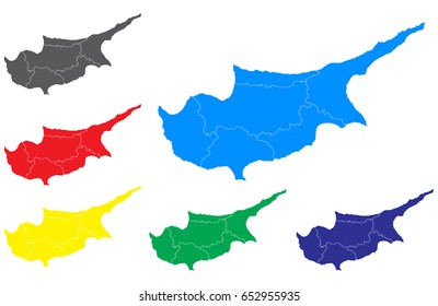 Vector map - Set of vector Cyprus maps. Vector illustration eps 10.