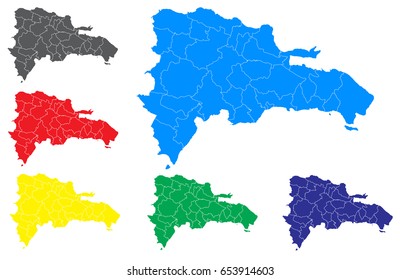 Vector map - Set of Vector Dominican republic maps. Vector illustration eps 10.
