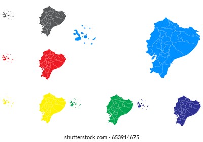 Vector map - Set of Vector Ecuador maps. Vector illustration eps 10.