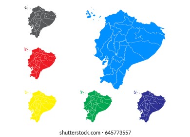 Vector map - Set of vector Ecuador maps.Vector illustration eps 10.