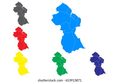 Vector map - Set of Vector Guyana maps. Vector illustration eps 10.
