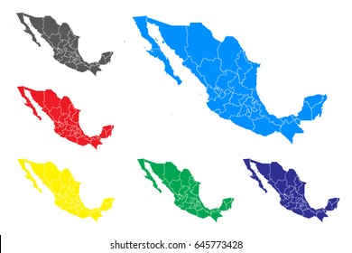 Vector map - Set of vector Mexico maps.Vector illustration eps 10.