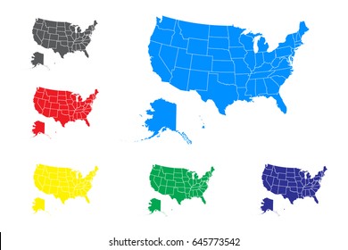 Vector map - Set of vector  United states maps.Vector illustration eps 10.