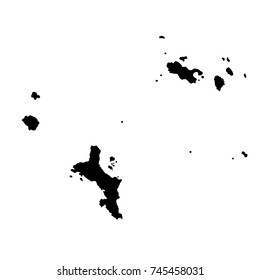 Vector map Seychelles and Victoria. Isolated vector Illustration. Black on White background. EPS 10 Illustration.