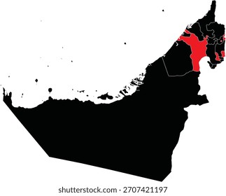 Vector Map of Sharjah on Map of UAE