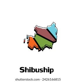 vector Map of Shibushi City colorful illustration template design on white background
