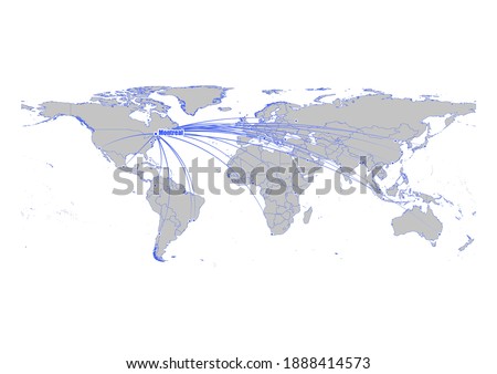 Vector map showing Montreal, Canada's position on the world map, and its connections with other major cities. This map is suitable for digital editing and printing of all sizes.