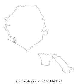 Vector map Sierra Leone and Freetown. Country and capital. Isolated vector Illustration. Outline. EPS 10 Illustration.