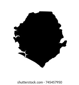 Vector map Sierra Leone. Isolated vector Illustration. Black on White background. EPS 10 Illustration.