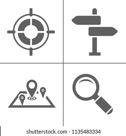 vector Map signs , location target symbol, navigation and transportation icons set - road and traffic signs