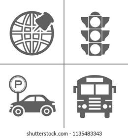 vector Map signs , location target symbol, navigation and transportation icons set - road and traffic signs