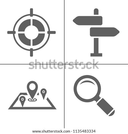 vector Map signs , location target symbol, navigation and transportation icons set - road and traffic signs