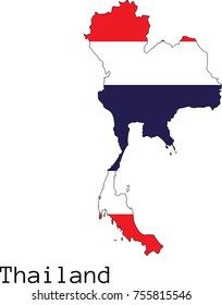 Vector map silhouette, painted in colors of a national flag