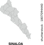 Vector Map of Sinaloa Mexico Divided Into Municipalities
