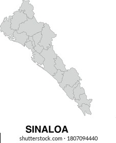 Mapa vectorial de Sinaloa México dividido en municipios