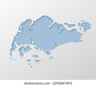 Vektor-Karte Singapur mit abstraktem Innenschatten einzeln auf Hintergrund. Template Asia Country für Muster, Design, Illustration, Hintergrund. Kreatives Papier-Schnittbildeffekt des Singapurs