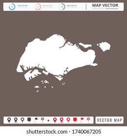 Vector map of Singapore Brown background and pins icon.