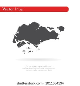 Vector map Singapore. Isolated vector Illustration. Black on White background. EPS 10 Illustration.