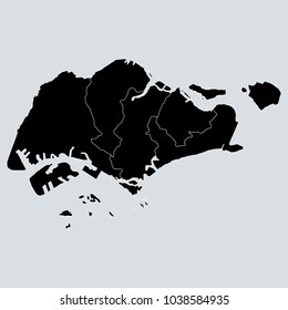 Vector map Singapore. Isolated vector Illustration. Black on White background. EPS Illustration.