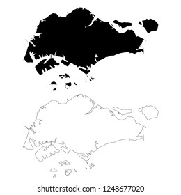 Vector map Singapore. Isolated vector Illustration. Outline and vector. Black on White background. EPS 10 Illustration.