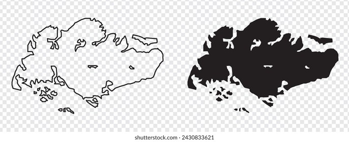 Mapa vectorial de Singapur. Ilustración de vector aislado. Negro sobre fondo blanco. EPS 10, ilustración.