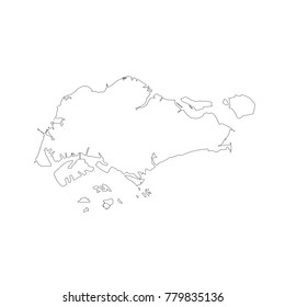 Vector map Singapore. Isolated vector Illustration. Black on White background. EPS 10 Illustration.