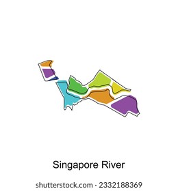 Vektorkarte von Singapore River, bunte Illustrationendesign auf weißem Hintergrund