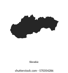 Vector map of Slovakia in black on a white background with state borders