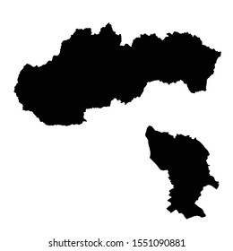 Vector map Slovakia and Bratislava. Country and capital. Isolated vector Illustration. Black on White background. EPS 10 Illustration.