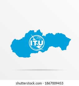 Vector Map Slovakia Combined With International Telecommunication Union (ITU) Flag.