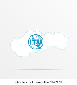 Vector Map Slovakia Combined With International Telecommunication Union (ITU) Flag.