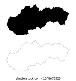 Vector map Slovakia. Isolated vector Illustration. Outline and vector. Black on White background. EPS 10 Illustration.