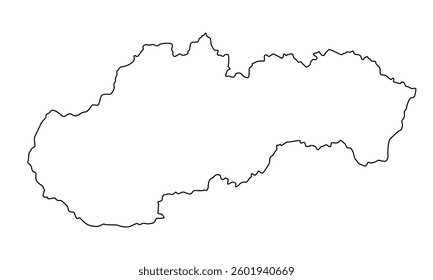 Vector map of Slovakia, Slovak Republic, a country in Central Europe. Detailed black contour, isolated on white background.