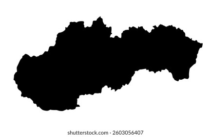 Vector map of Slovakia, Slovak Republic, a country in Central Europe. Detailed black silhouette, isolated on white background.