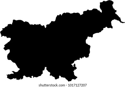 Vector map of Slovenia. Black mask. Isolated, white background.