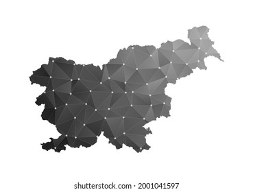 Vector map of Slovenia. Black polygonal style on white background.