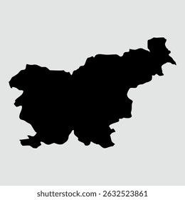 Vector map of slovenia, detailed black silhouette, isolated on gray background.	