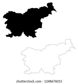 Vector map Slovenia. Isolated vector Illustration. Outline and vector. Black on White background. EPS 10 Illustration.