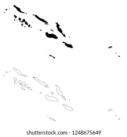 Vector map Solomon islands. Isolated vector Illustration. Outline and vector. Black on White background. EPS 10 Illustration.