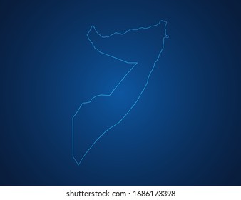 Vektorillustration Karte von Somalia abstrakte blaue Linien auf dunklem Hintergrund.