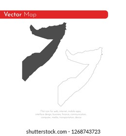 Vector map Somalia. Isolated vector Illustration. Black on White background. EPS 10 Illustration.